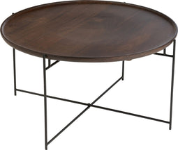 J-Line tafel Rond - ijzer/hout - bruin/zwart