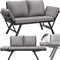 tectake® 2-in-1 Wicker Loungesofa Sintra - Ligbed met Verstelbare Leuningen - UV- en Weerbestendig - Lichtgrijs/Zwart