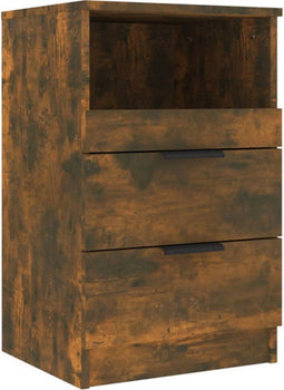 vidaXL - Nachtkastje - bewerkt - hout - gerookt - eikenkleurig