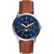 Fossil Neutra FS5903 - Herenhorloge 42 mm - Blauwe wijzerplaat bruin eco-leer (4064092123074)