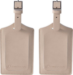 EverNeeds Bagagelabel - PU Leer - Privacyflap - Creme (2 stuks)