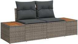 vidaXL - 2-Persoons - Ligbed - met - Kussens - Grijs - Poly - Rattan