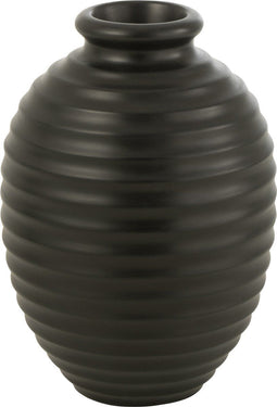 J-Line bloempot Ovaal - keramiek - zwart - small - Ø 35 cm