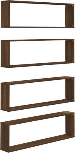 vidaXL - Wandschappen - kubus - 4 - st - 100x15x30 - cm - bewerkt - hout - bruineiken