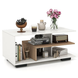 Coast - Salontafel - Rechthoekig 3 Niveaus Max. 50 kg - Natuurlijk/Rustiek Wit 90 x 50 x 42 cm
