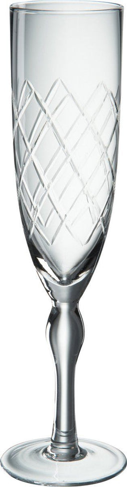 J-Line fluteglas Gegraveerd - glas - transparant - 4 stuks