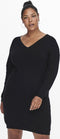 ONLY CARMAKOMA CARESLY LS V-NECK KNEE DRESS - Gebreide rib jurk met V-hals en lange mouwen - Maat M-46/48