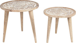 Bijzettafel set van 2 lichtbruin SAKITA