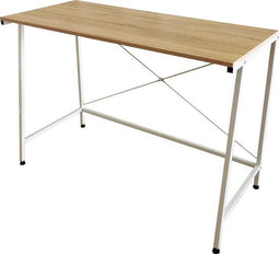 VDD Industrial Vintage Design - Bureau Stoer - laptoptafel - industrieel - wit metaal lichtbruin - 110x50x78 cm