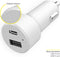Accezz Autolader Snellader USB C / USB A 20 Watt - Universele Auto oplader Geschikt voor - Wit