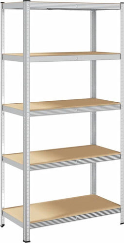 vidaXL - Opbergrek - 5-laags - staal - en - bewerkt - hout - zilverkleurig