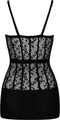 Obsessive – Half Transparant Mini Jurk met Verticale Banden voor Spanning en Verleiding – Maat S-M-L – Zwart