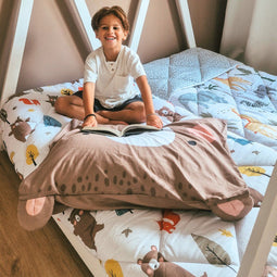 HappyBed Kiddybed - Eenpersoonsdekbed - 100% katoen - Hypoallergeen - Bobby Bear