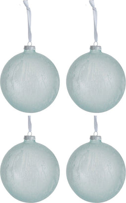 J-Line Doos Van 4 Kerstbal Glas Licht Groen Large