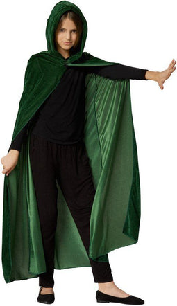 dressforfun - Mystieke fluwelen cape - Mouwloze cape met klittenbandsluiting - Groen