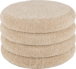 J-Line Poef Rond Teddy Polyester Beige