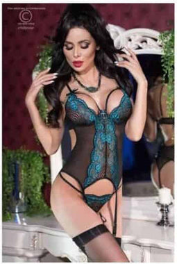 CHILIROSE - CR4213 BODY WITH THONG BLACK-BLUE S