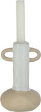 J-Line kandelaar/vaas Handvaten - porselein - wit/beige - 17.5 cm hoog
