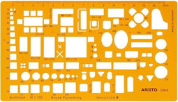 Aristo architecten meubelsjabloon - schaal 1:100 - met inktnoppen - oranje transparant - AR-5064