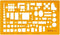 Aristo architecten meubelsjabloon - schaal 1:100 - met inktnoppen - oranje transparant - AR-5064