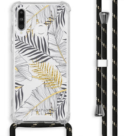 iMoshion Hoesje Geschikt voor Huawei P30 Lite Hoesje Met Koord - iMoshion Design Hoesje met Koord - Goud / Zwart / Transparant / Glamour Botanic