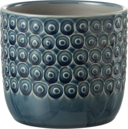 J-Line bloempot Bol - keramiek - blauw - small - Ø 12.50 cm - 2 stuks