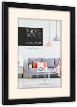 ZEP - Kunststof Fotolijst Edison Zwart met Passe-Partout voor foto 9x13 / 13x18 cm - NP57B