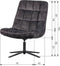 WOOOD Job Draaifauteuil - Velvet - Antraciet - 101x70x85