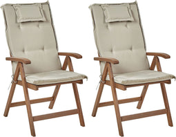 AMANTEA - Tuinstoel set van 2 - Donkerbruin/Taupe - Acaciahout