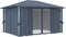 vidaXL - Prieel - met - gordijn - 400x300 - cm - aluminium - antraciet