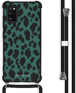 iMoshion Hoesje Geschikt voor Samsung Galaxy A41 Hoesje Met Koord - iMoshion Design Hoesje met Koord - Zwart / Meerkleurig / Groen / Panther Illustration