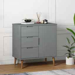 vidaXL - Dressoir - MOLDE - 76,5x40x80 - cm - massief - grenenhout - grijs
