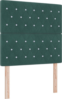 vidaXL - Hoofdbord - met - Kristallen - Knopen - in - Donkergroen - 90 - cm - van - Fluweel