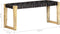 vidaXL - Bankje - 110 - cm - echt - leer - en - massief - mangohout - zwart