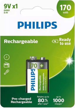 Philips 9VB1A17 - Oplaadbare 9V batterij 170 mAh - Zwart