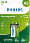 Philips 9VB1A17 - Oplaadbare 9V batterij 170 mAh - Zwart