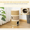 PawHut D30-326 - Kattenkrabpaal - 3 niveaus sisal en zeewier - Kaki en bruin