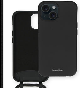 iMoshion Hoesje Geschikt voor iPhone 15 Hoesje Met Koord - iMoshion Color Backcover met afneembaar koord - Zwart