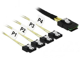 Delock 85731 - SAS-kabel - Mini SAS SFF-8087 naar 4x SATA - Groen Zwart