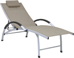 vidaXL - Ligbed - aluminium - en - textileen - taupe