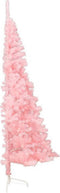 vidaXL - Kunstkerstboom - met - standaard - half - 120 - cm - PVC - roze
