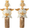 J-Line figuur Engel Ster Hart Op Voet - ijzer/hout - wit/goud - 2 stuks