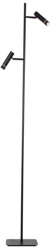 Vloerlamp Volari 4711ZW zwarte design 2-lichts leeslamp van Steinhauer met dim to warm LED, hoogte