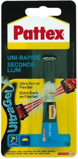Secondelijm pattex ultra gel tube 3gr blister | 12 stuks