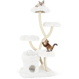 Coast Kattenboom 165 cm - Kattenklimtoren met 4 Platforms en Sisal Krabpalen - Wit