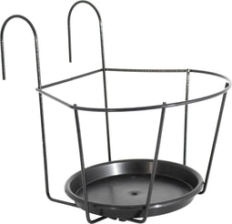 Balkon pot houder met schotel 22 cm antraciet