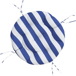 vidaXL - Zitkussen - rond - gestreept - Ø - 60x11 - cm - oxford - stof - blauw - wit