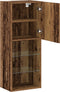 vidaXL - TV-kast - met - LED-verlichting - Oud - Hout - 40,5x30x102 - cm