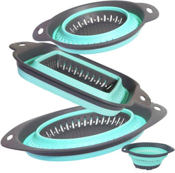 Set van 3 Inklapbare Keukenvergiet/Zeef Perfect voor het afgieten van Pasta Groente Fruit (Turquoise