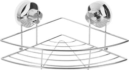 Doucherekje/badkamerrekje hoek metaal met zuignappen 20 x 13 cm - Opberg rekjes voor shampoo/douchegel